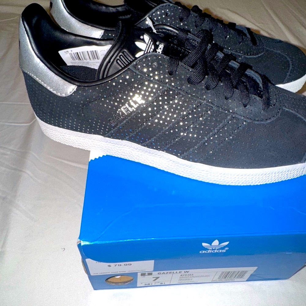 Adidas Gazelle Black Sneakers with Silver Accents